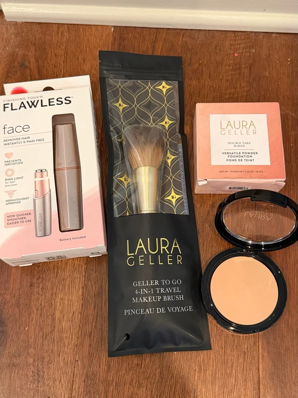 Laura Geller Powder Foundation,Travel Makeup Brush, flawless face hair removal